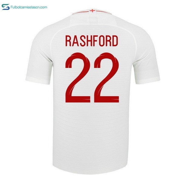 Camiseta Inglaterra 1ª Rashford 2018 Blanco